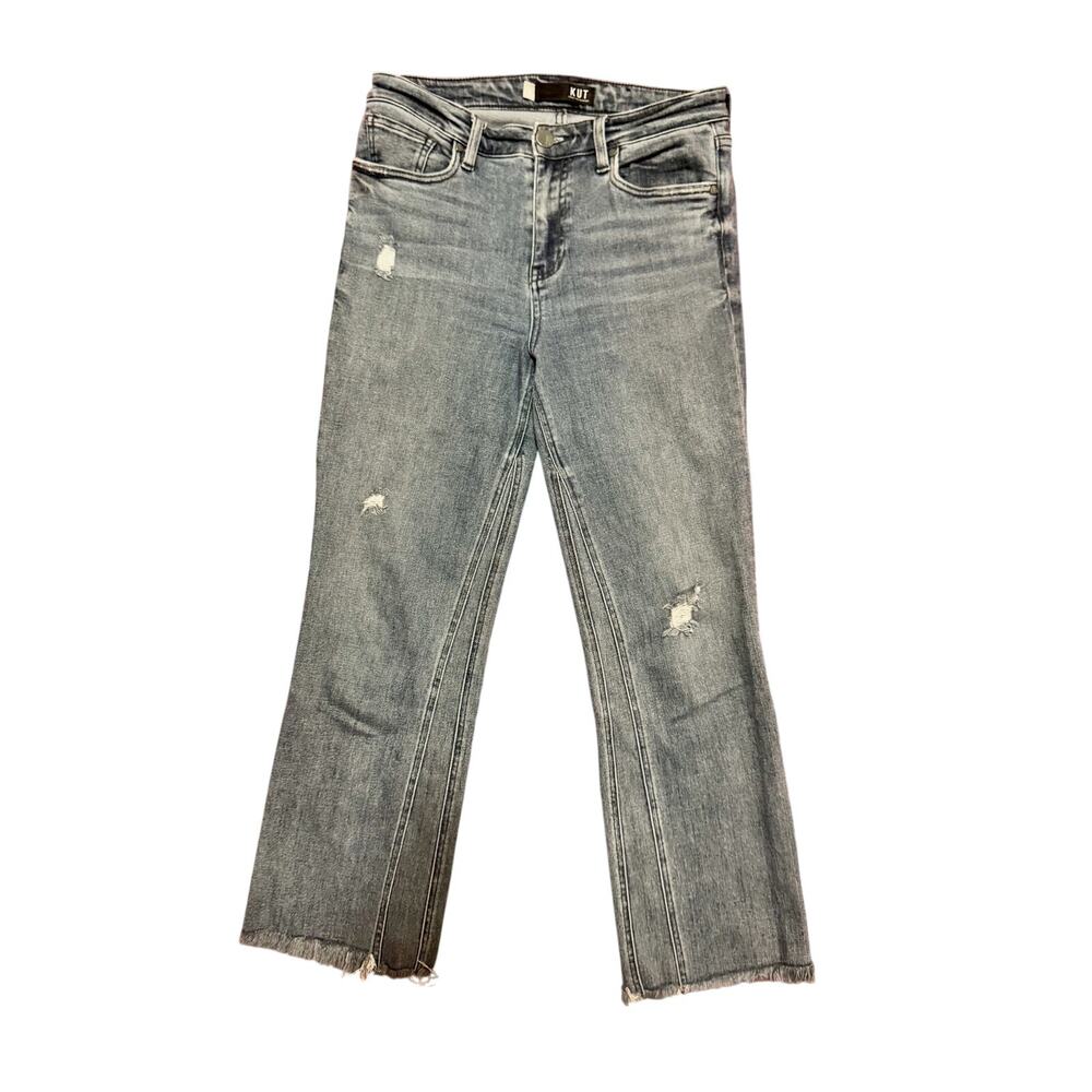 KUT Flare Ankle Jeans Gray Women's 4 Raw Hem Y2K Boho Soft Grunge Alt Edgy Rock - Picture 2 of 16